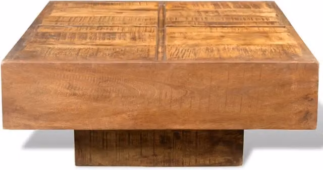Tavolino da Salotto-Tavolino da soggiorno-Tavolo Marrone Quadrato in Legno Massello di Mango