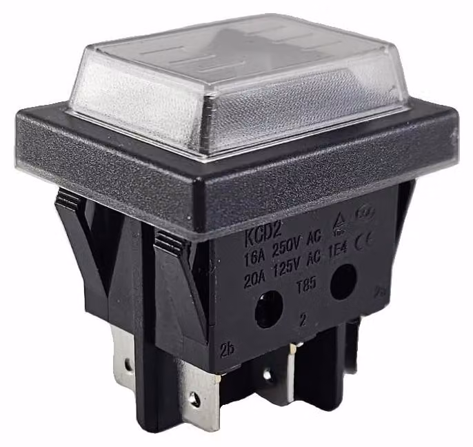 Interruttore a levetta, 6 poli, 16A, 250V AC, on/on, grado di protezione IP65, impermeabile, colore nero