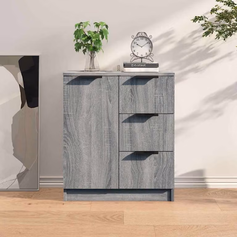 Credenza vidaXL in legno tecnico Grigio Sonoma, design minimalista, L: 60 cm, P: 30 cm, H: 70 cm