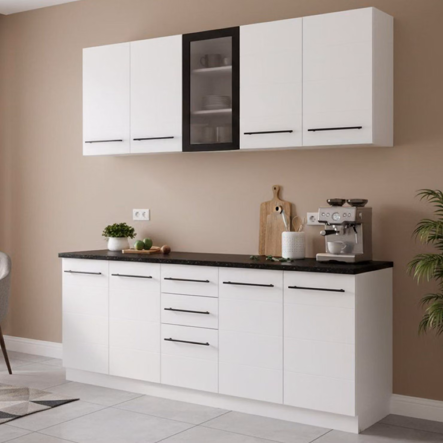 Monale - Cucina, Bianco, 2 Cassetti, Elettrodomestici non inclusi