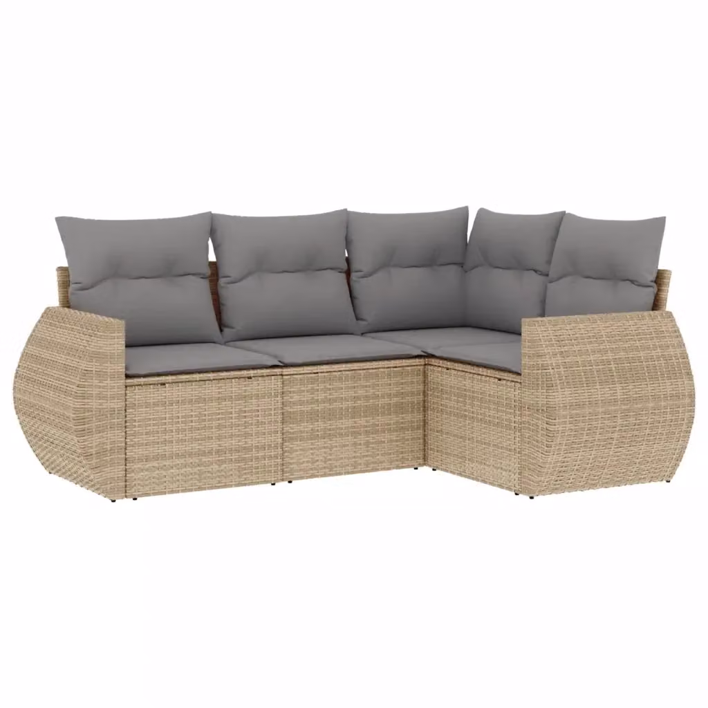 Set Divano da Giardino Moderno VIDAXL a L in Polyrattan con Cuscini Beige e Grigio