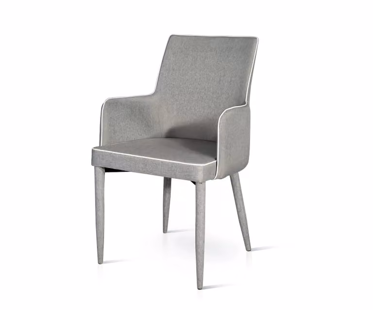Set di 4 sedie in tessuto grigio con bordo bianco Mobili 2G L: 55 cm, P: 54 cm, H: 89 cm, HS: 49 cm