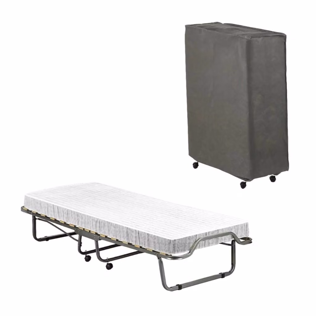 Letto pieghevole con materasso incluso DMORA Brandina Maristella in metallo e tessuto, L/P: 80 x 190 cm, Nero e Bianco – 2
