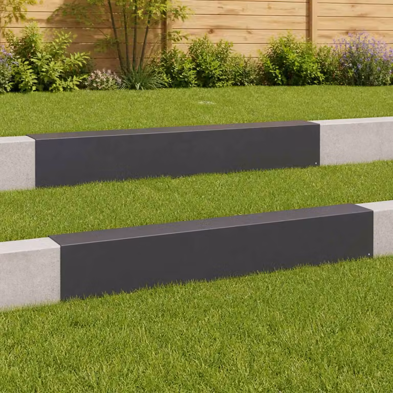Set di 2 profili di copertura per giardino vidaXL in acciaio, disponibili in nero o antracite, L 100 x P 15 x H 15 cm