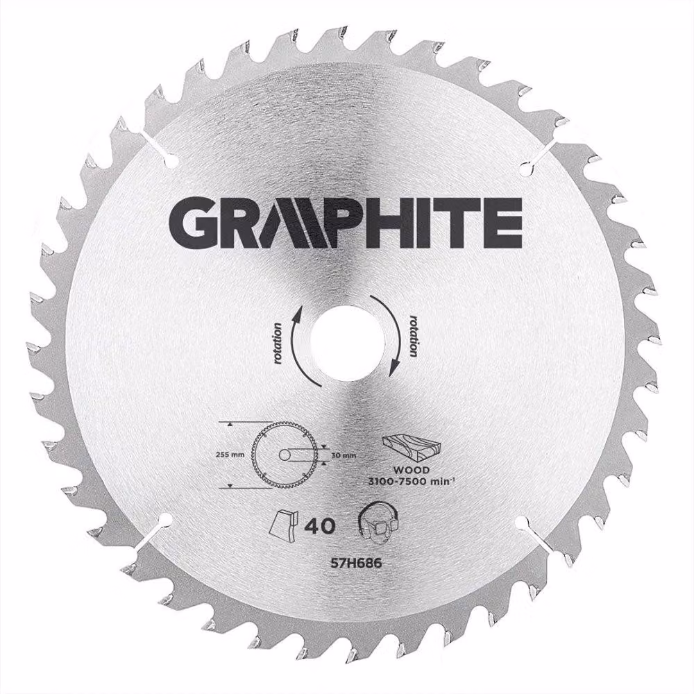 GRAPHITE Lama per sega, widia, 255 x 30 mm, 40 denti
