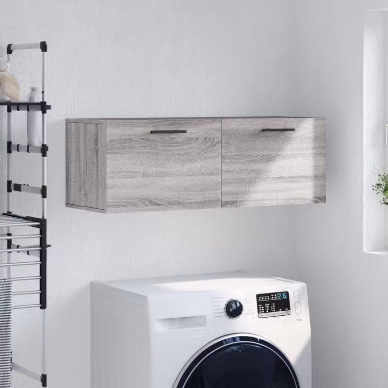 Mobile a parete vidaXL in legno multistrato e MDF, colore grigio Sonoma, L 100 x P 36,5 x H 35 cm