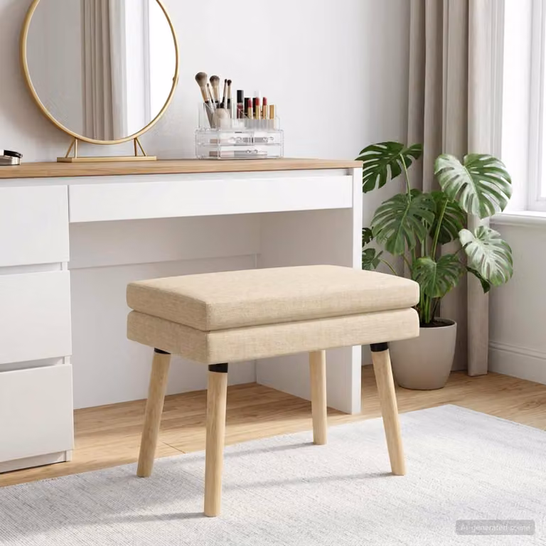 Panchina a doppio strato vidaXL in legno e tessuto beige L: 60 cm, P: 40 cm, H: 46 cm