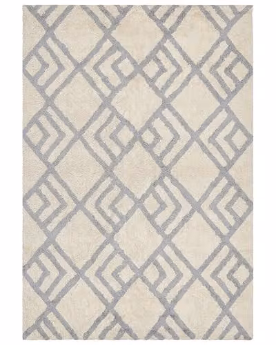 Beliani Tappeto cotone stile tradizionale 160 x 230 cm motivo geometrico beige e grigio