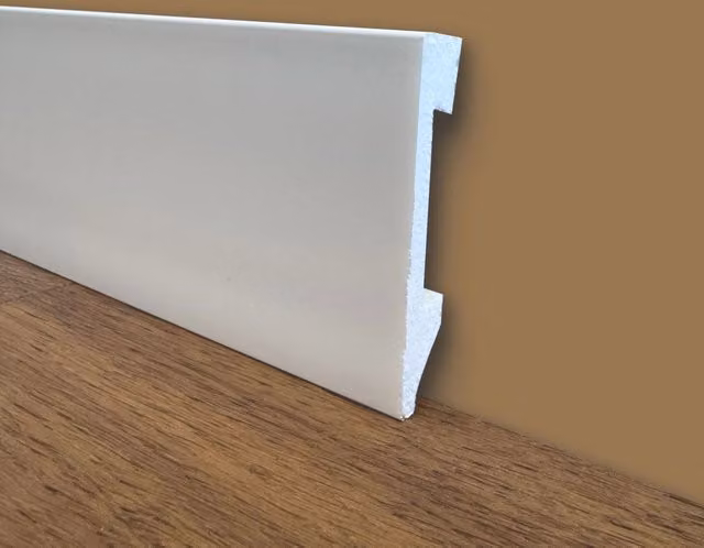 Battiscopa Quadro Eternalparquet linea BASICBOARD in polimeri bianco pitturabile H: 7,5 cm, L: 1,4 cm