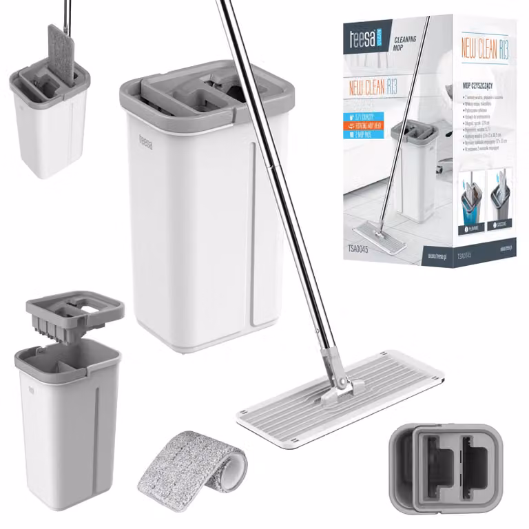 Set per la pulizia a secco R13, secchio da 5,7 litri, microfibra, manico telescopico