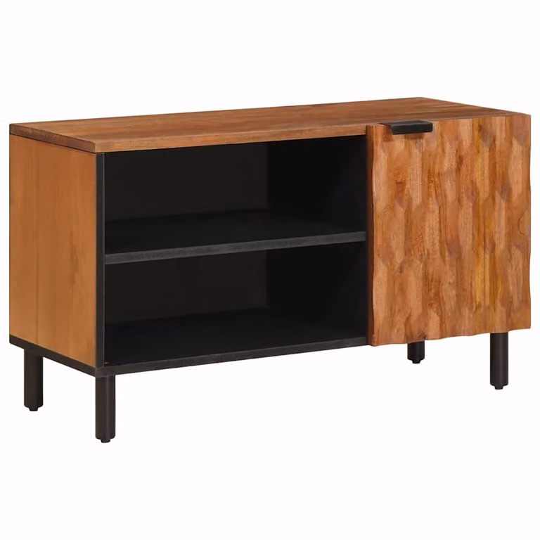 Mobile TV vidaXL moderno in legno e metallo marrone acacia L 80 cm x P 33 cm x H 46 cm
