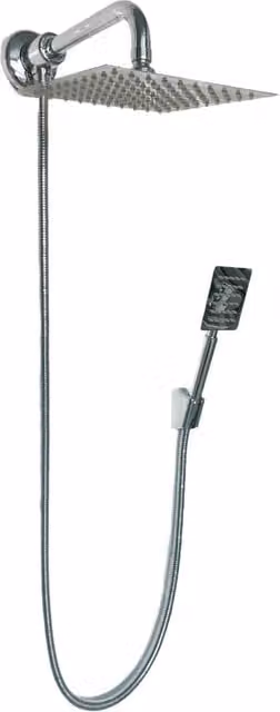 Kit set doccia squadrato con deviatore con doccetta e soffione e braccio 25 cm