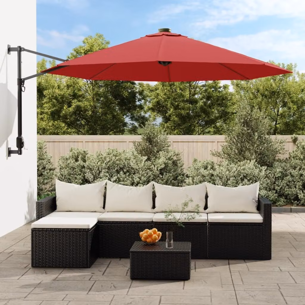 Ombrellone da giardino Living Store, modello Wand, colore rosso acceso, diametro 290 cm