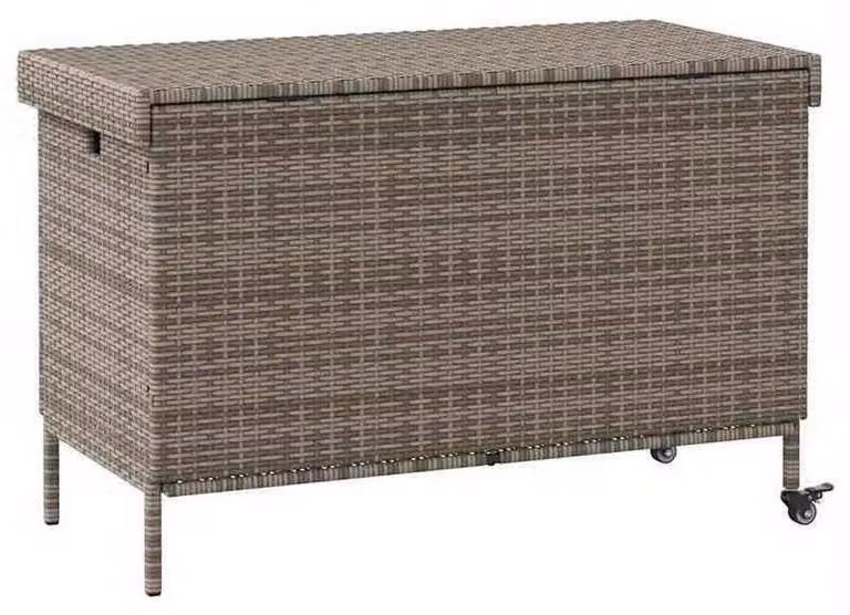 Contenitore per esterni – Scatola per cuscini da giardino in rattan sintetico, con ruote – Resistente agli agenti atmosferici e mobile