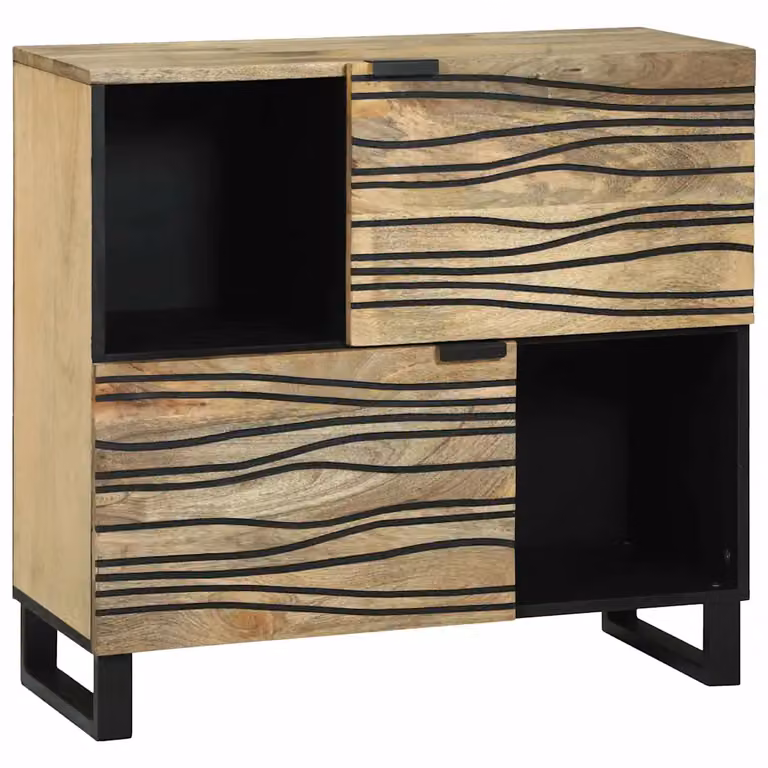 Credenza vidaXL in legno massello di mango marrone stile rustico L 80 x P 33 x H 75 cm