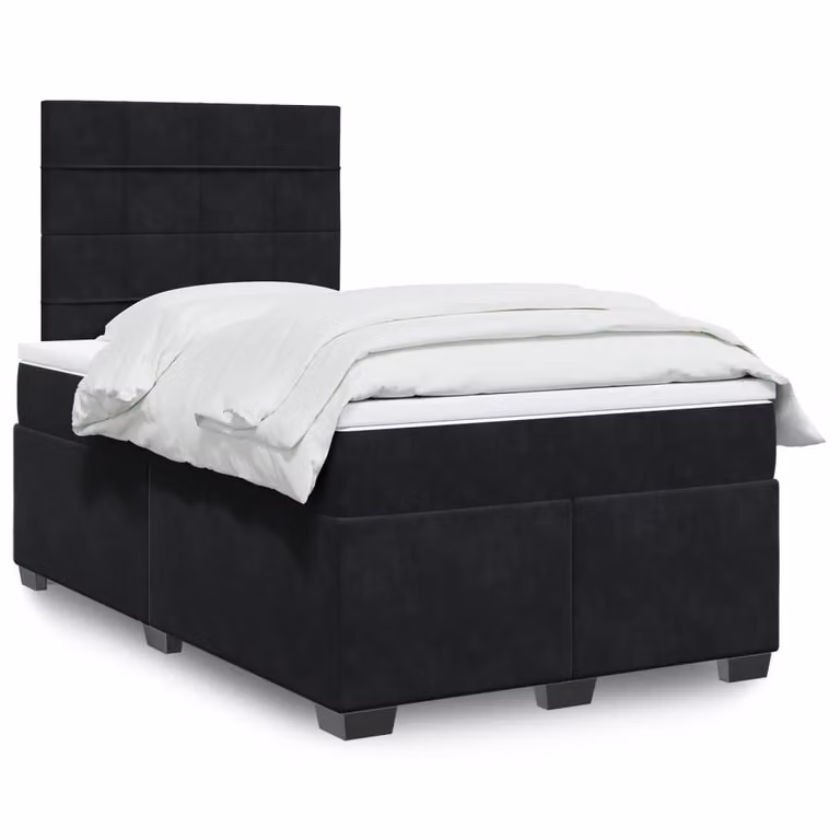 vidaXL Giroletto a Molle con Materasso in Velluto Nero L/P/H: 120 x 200 cm
