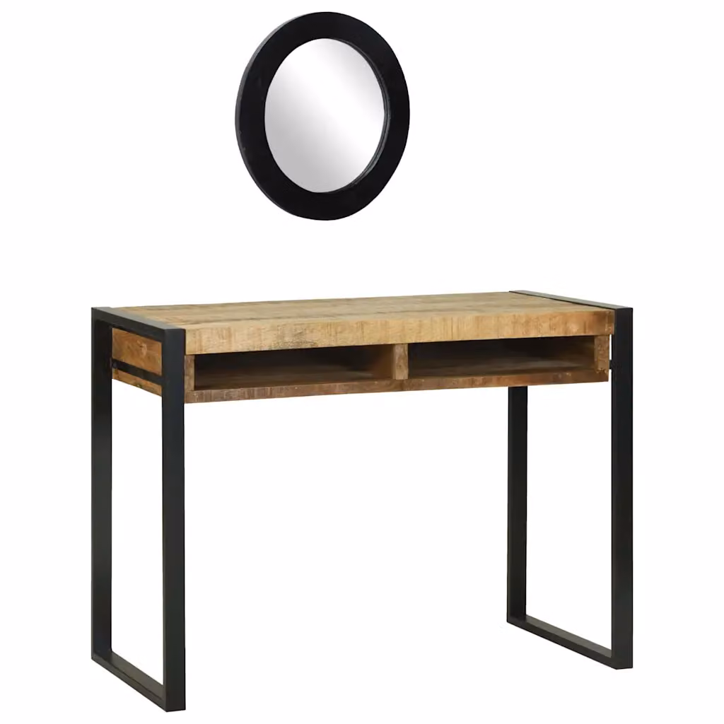 vidaXL Tavolo da Trucco in Legno di Mango Marrone L: 100 cm, P: 50 cm, H: 75 cm