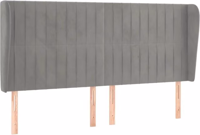 Testiera ad orecchio in velluto grigio chiaro L: 163 cm, P: 23 cm, H: 118/128 cm – 1