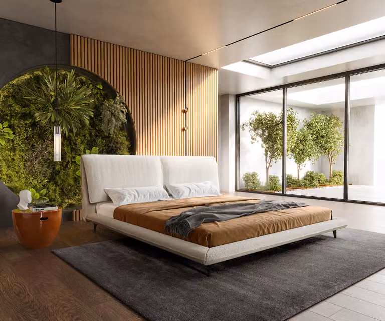 DELIFE Struttura letto imbottita Cusino 180x200 cm Bouclé bianco crema