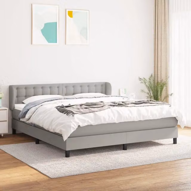 Letto Ibrido con Giroletto a Molle e Materasso vidaXL, Grigio e Bianco, L/P: 160 x 200 cm