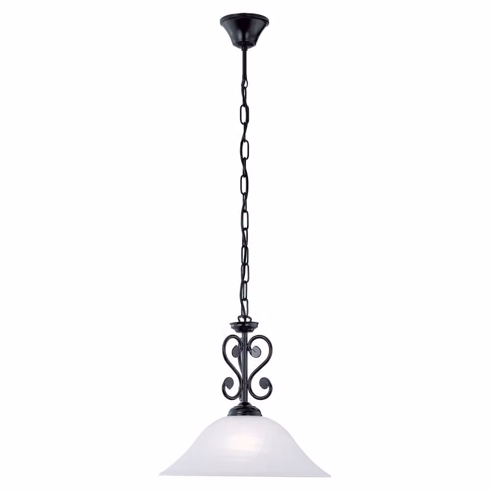 Lampada a sospensione in metallo e vetro, altezza 100,5 cm