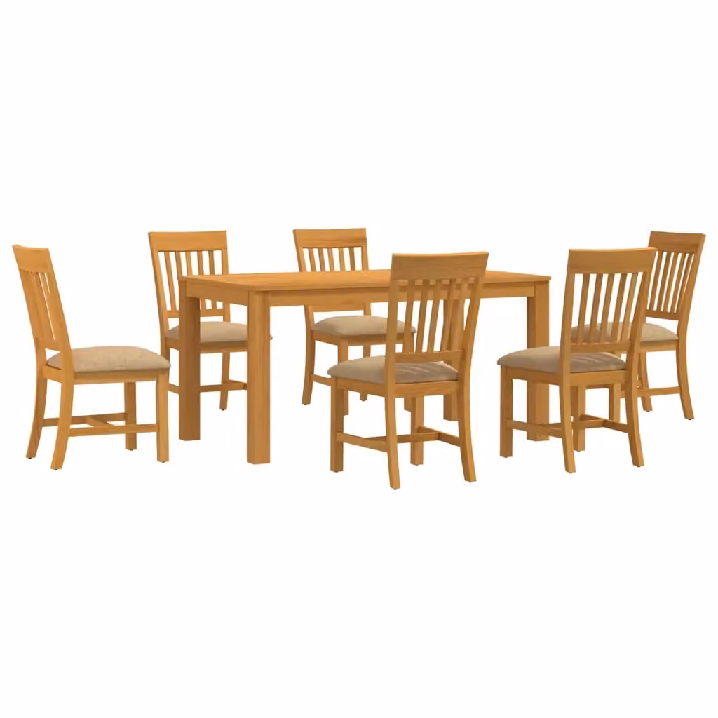 Set da pranzo moderno vidaXL in legno di quercia beige composto da tavolo rettangolare e 6 sedie imbottite – 2
