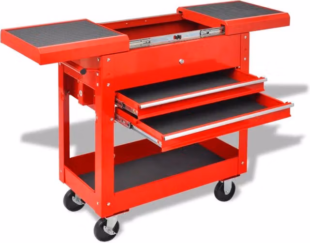 Carrello per attrezzi arrotolabile vidaXL in acciaio rosso L: 70.5 cm, P: 37 cm, H: 71 cm