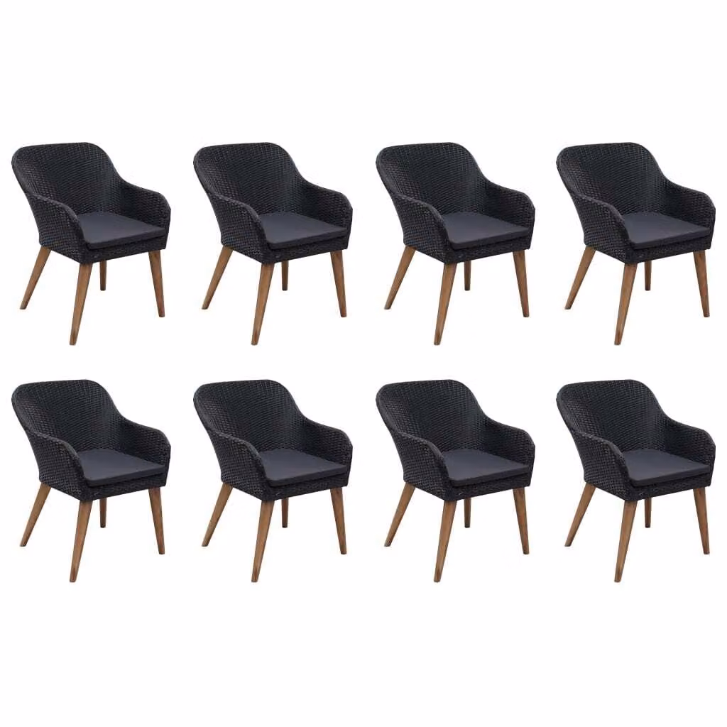Set da Pranzo da Giardino 9 pz Nero
