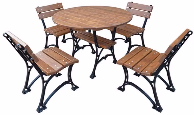 Casa Padrino Set di mobili da giardino in stile liberty marrone/nero - 1 tavolo da giardino e 4 sedie da giardino - Mobili da giardino - Mobili da giardino - Mobili per la ristorazione