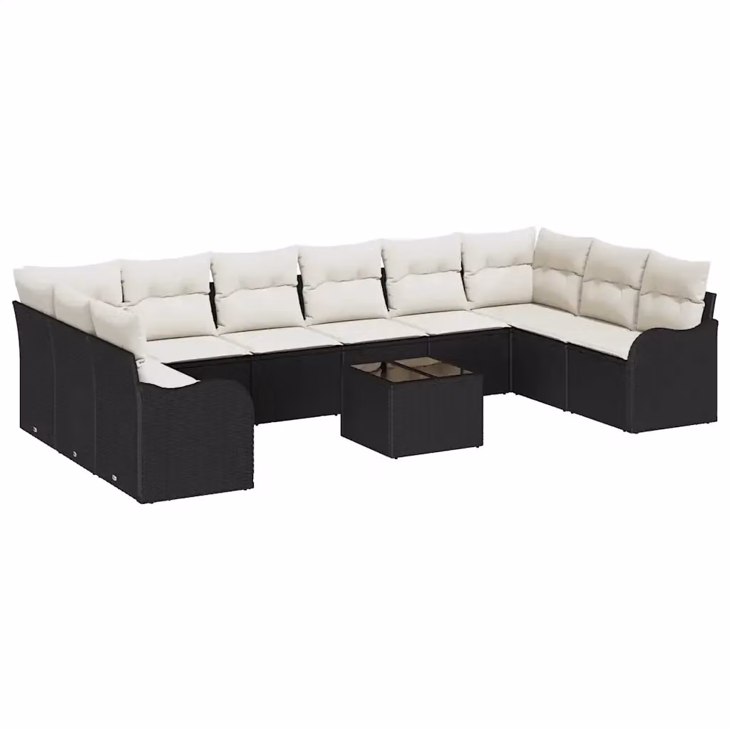 Set Divano da Giardino vidaXL con Elemento Angolare e Tavolino, Colore Nero, Polyrattan e Metallo, L/P/H: 55 x 55 x 37 cm – 2