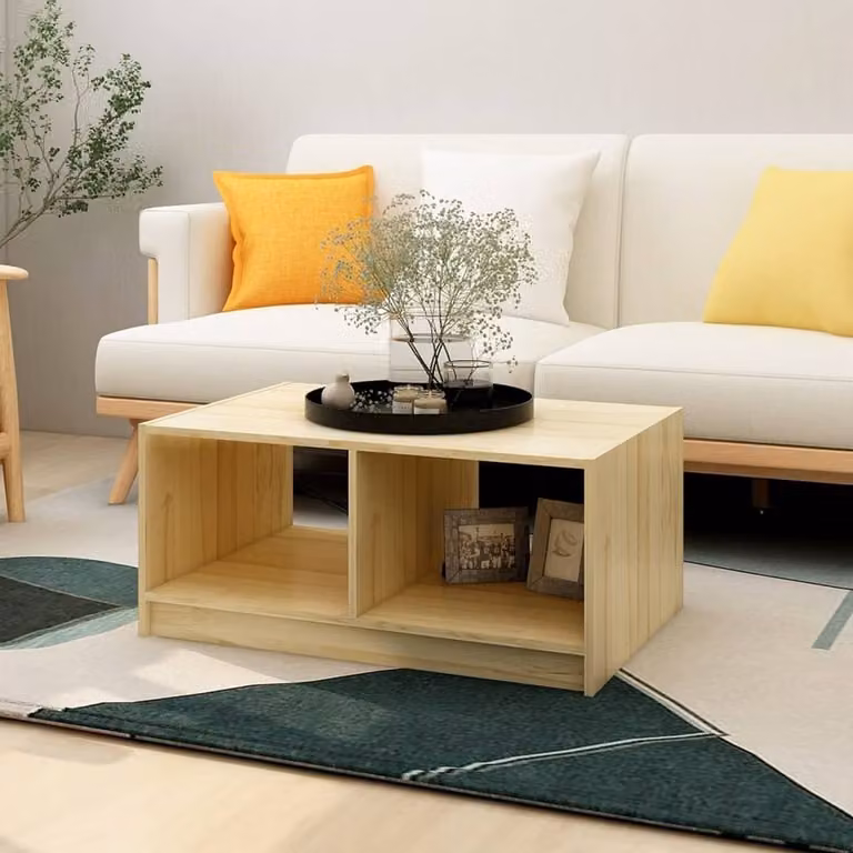 Tavolino The Living Store 75x50x33,5 cm in legno di pino massiccio