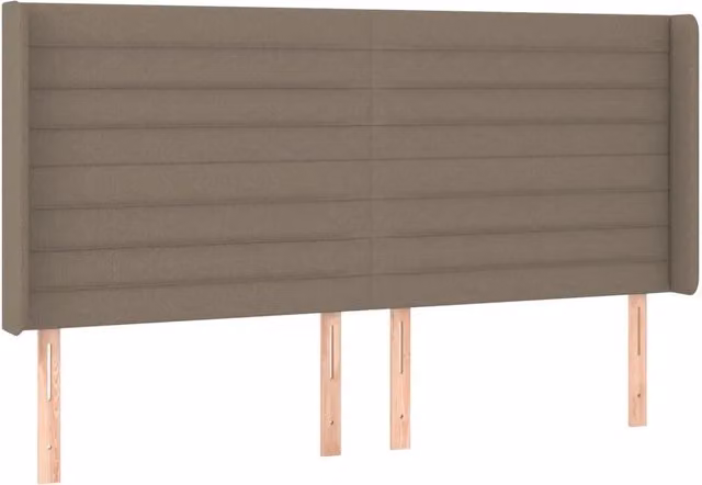 Testiera ad orecchio in tessuto beige con struttura in legno di larice, L: 183 cm, P: 16 cm, H: 118/128 cm