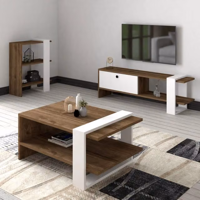 Set di mobili da soggiorno modulabile DMORA Mazzano, Marrone e Bianco, Moderno – 1