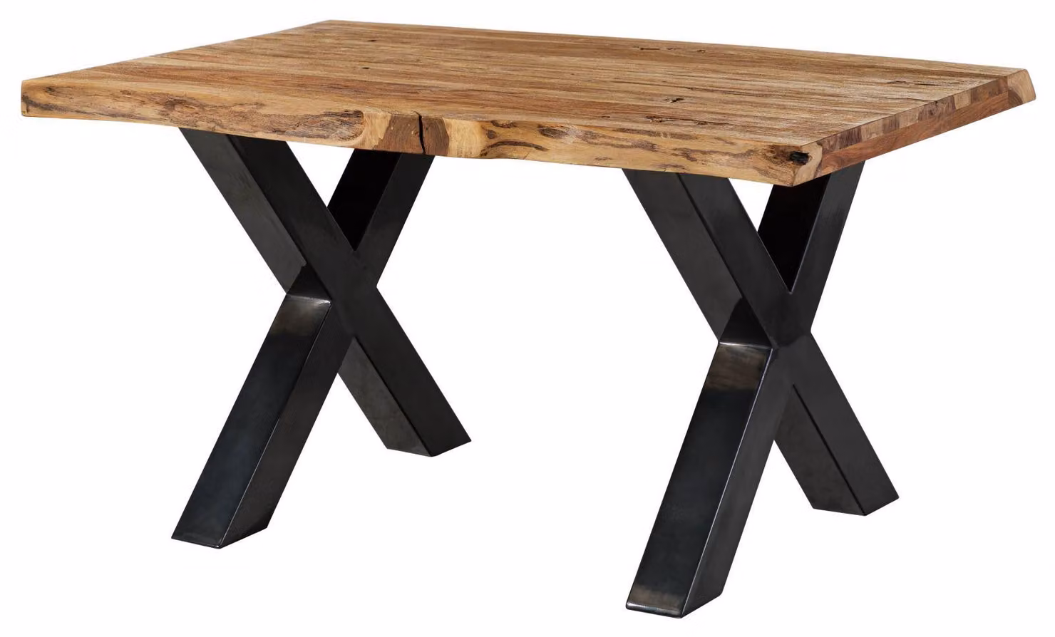 MASSIVMOEBEL24 | FREEFORM 5 tavolo da pranzo in legno di sheesham - sabbiato natur / gambe in ferro X antracite lucido 140x90