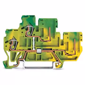 Morsetto base WAGO a doppio piano 870-107 a 2 conduttori/2 poli, 0,08-2,5(4) mm², verde-giallo