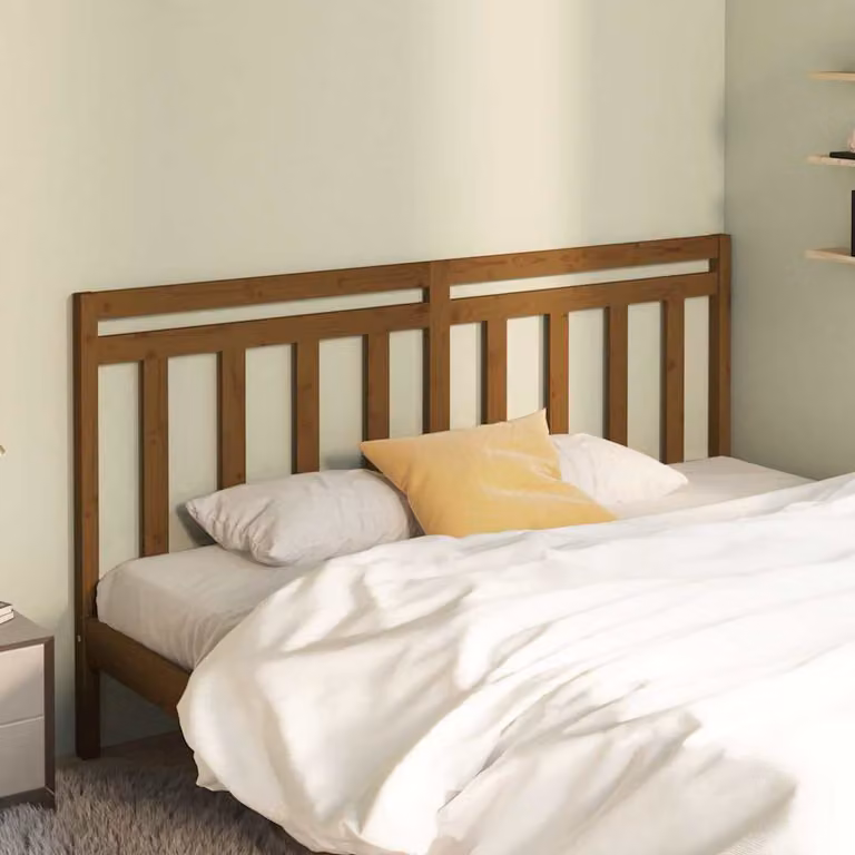 Testiera per letto vidaXL in legno massello di pino color marrone, stile rustico, L: 206 cm, P: 4 cm, H: 100 cm
