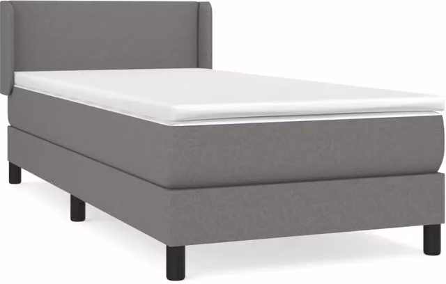 Letto singolo | Letto per adulti | Giroletto a Molle con Materasso Grigio Scuro 100x200 cm Tessuto