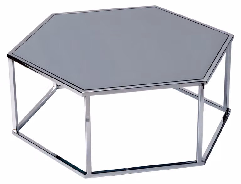 Grauer Couchtisch aus Edelstahl modern elegant