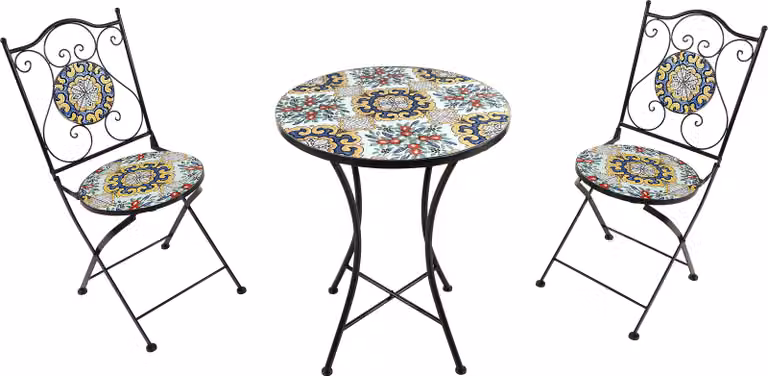 AXI Amélie Set Bistrot da Balcone, 2 Sedie 1 Tavolo, Set Bistrò Veranda Autentico - Set Bistro da Giardino, Tavolo Bistro a Mosaico per Giardino/Balcone/Terrazza