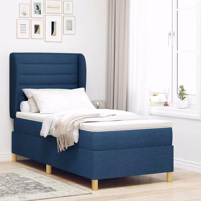 Letto ibrido con materasso vidaXL in tessuto blu, L/P: 190 x 90 cm