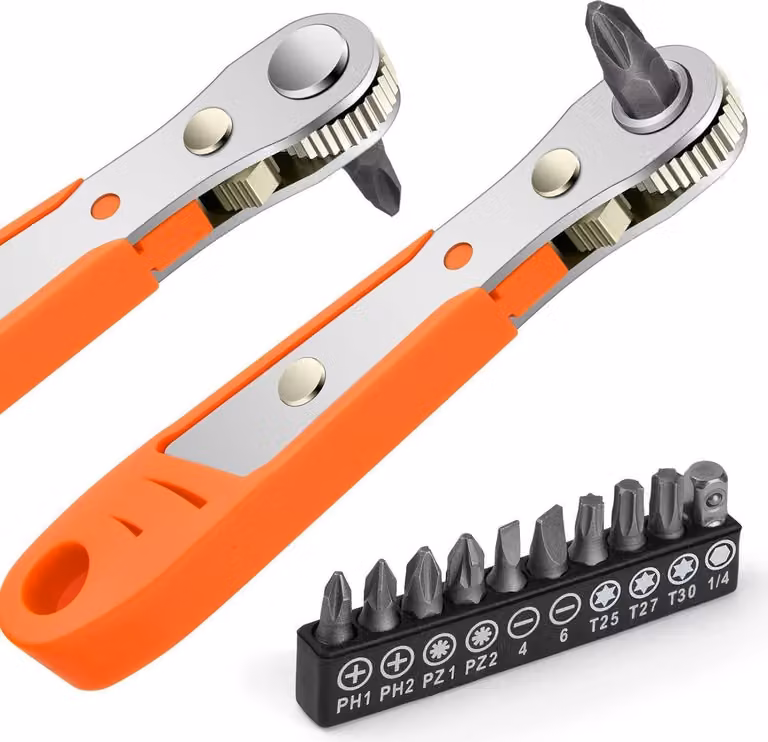 Mini chiave a cricchetto Cacciavite magnetico 110 mm 1/4 di pollice reversibile 10 punte di cacciavite
