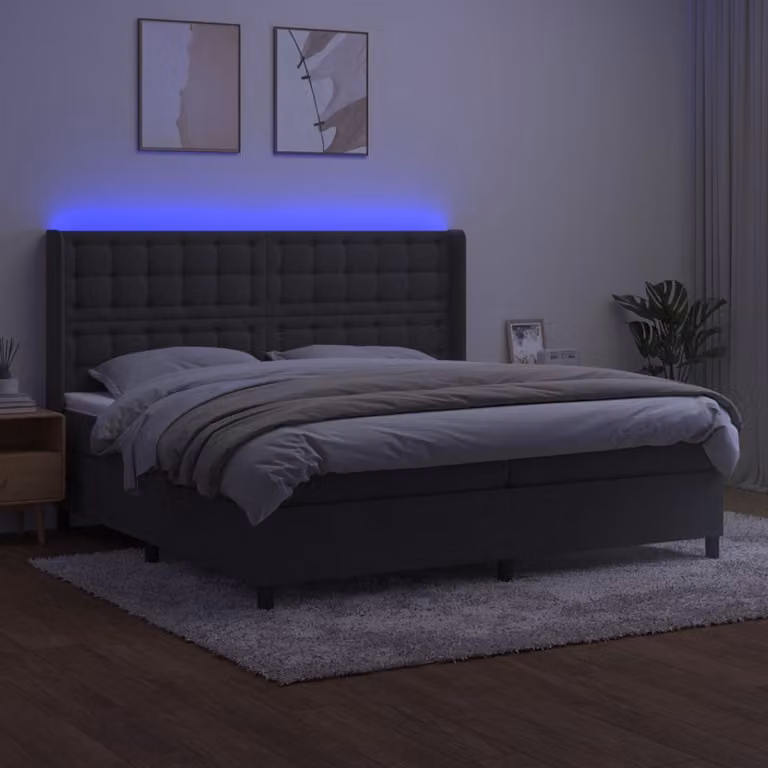 Maison Exclusive - Letto a Molle con Materasso e LED Grigio Scuro 200x200 cm