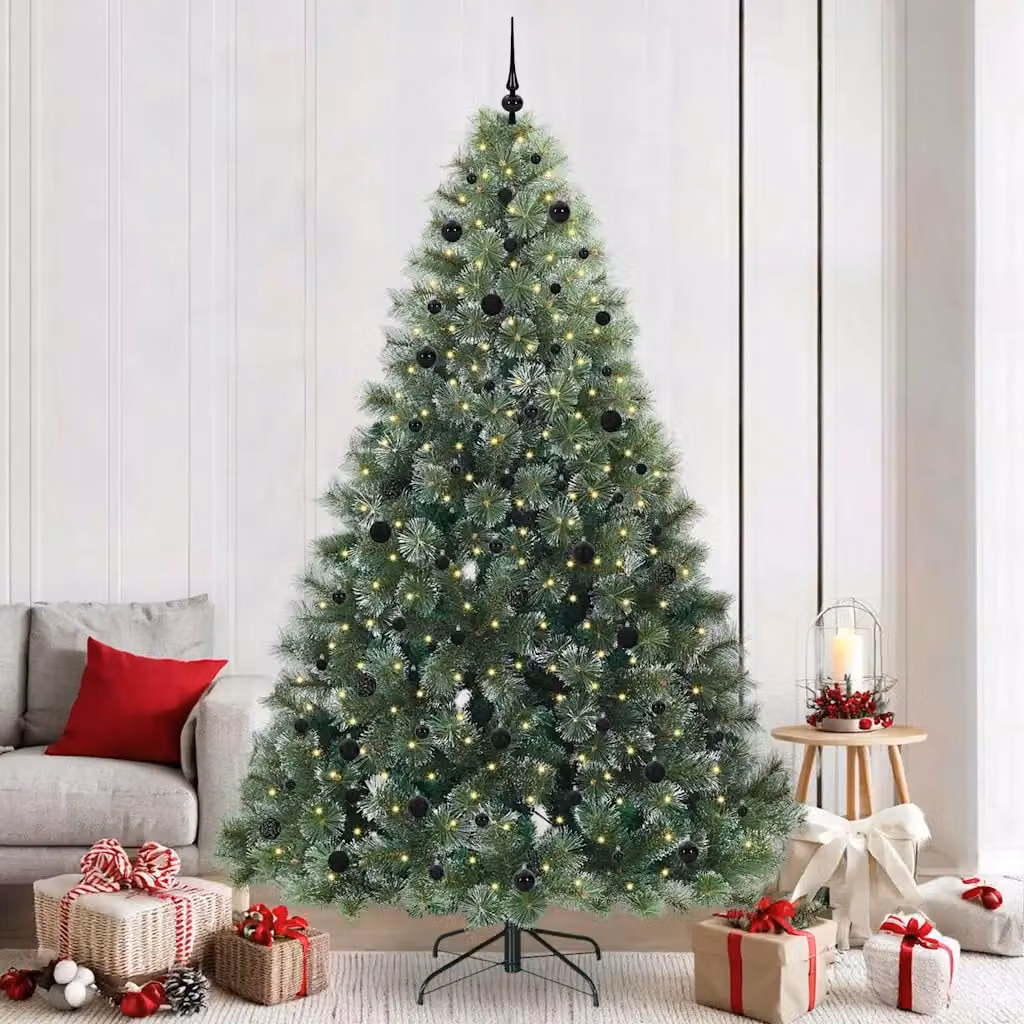 Albero di Natale artificiale vidaXL verde con 300 LED luce bianca calda in PE e PVC, Altezza: 240 cm