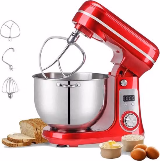 Macchina da cucina - Mixatore alimentare per cucina - Blender - Motore silenzioso - Crème Eiergarde - Impastatrici a zangola - 6 velocità, 1200W - 6 Litri