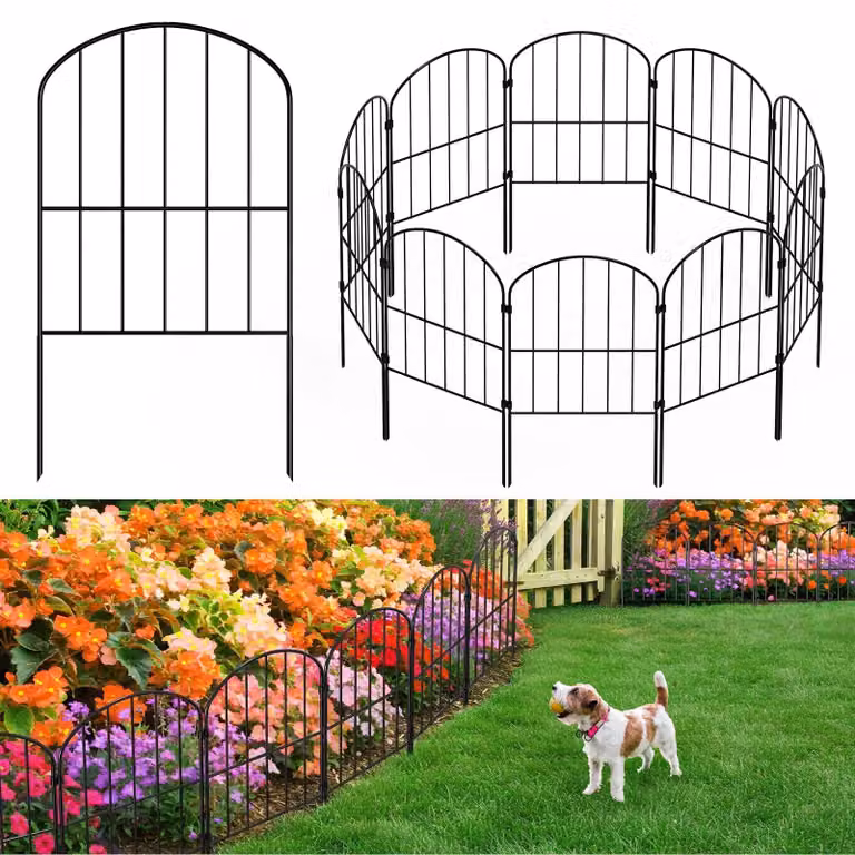 Recinzione per giardino - Recinzione per animali - 25 pannelli - 61 x 33 cm - Metallo inossidabile nero