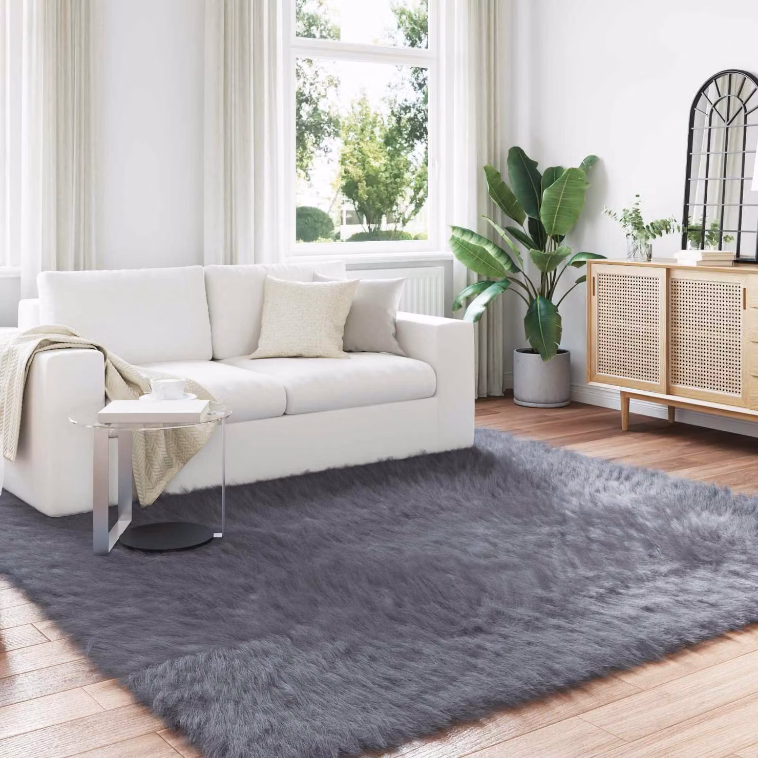 Tappeto moderno vidaXL in poliestere color antracite 240 x 240 cm