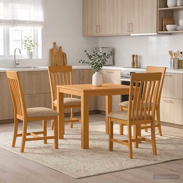 Set da pranzo vidaXL in legno di quercia massello beige composto da 5 pezzi per cucina e sala da pranzo