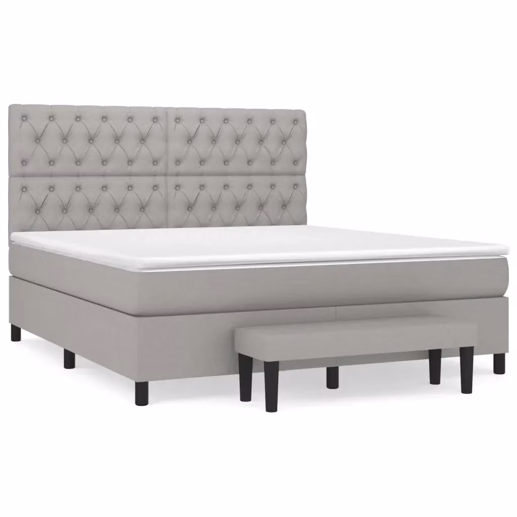 Letto Ibrido con Giroletto a Molle e Materasso vidaXL Grigio Chiaro e Bianco L/P: 160 x 200 cm – 2