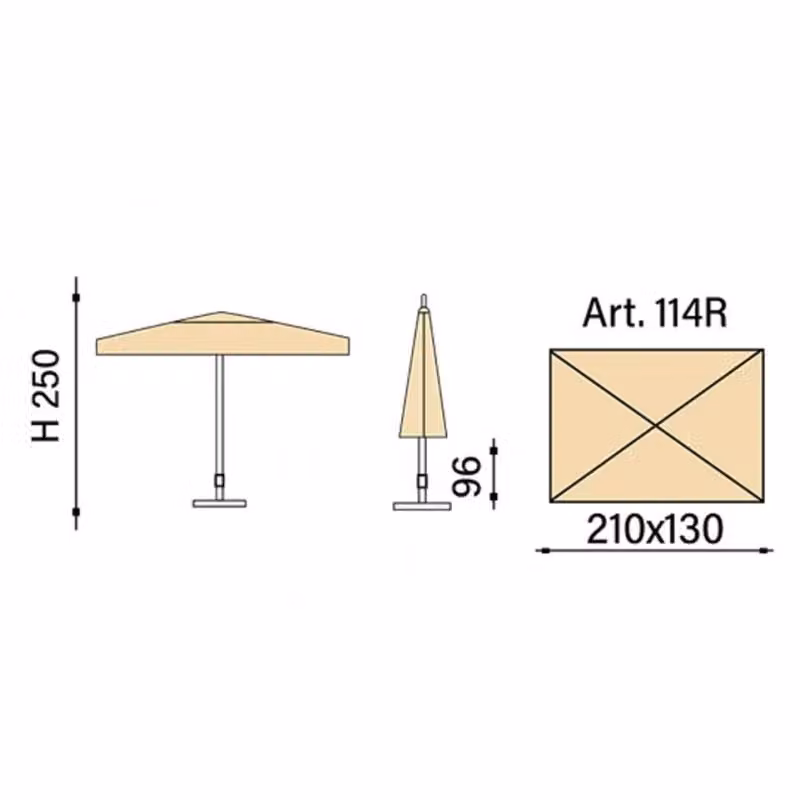 Ombrellone con palo centrale Maffei Made in Italy in beige con struttura in acciaio e copertura in poliestere L: 210 cm, P: 130 cm – 2