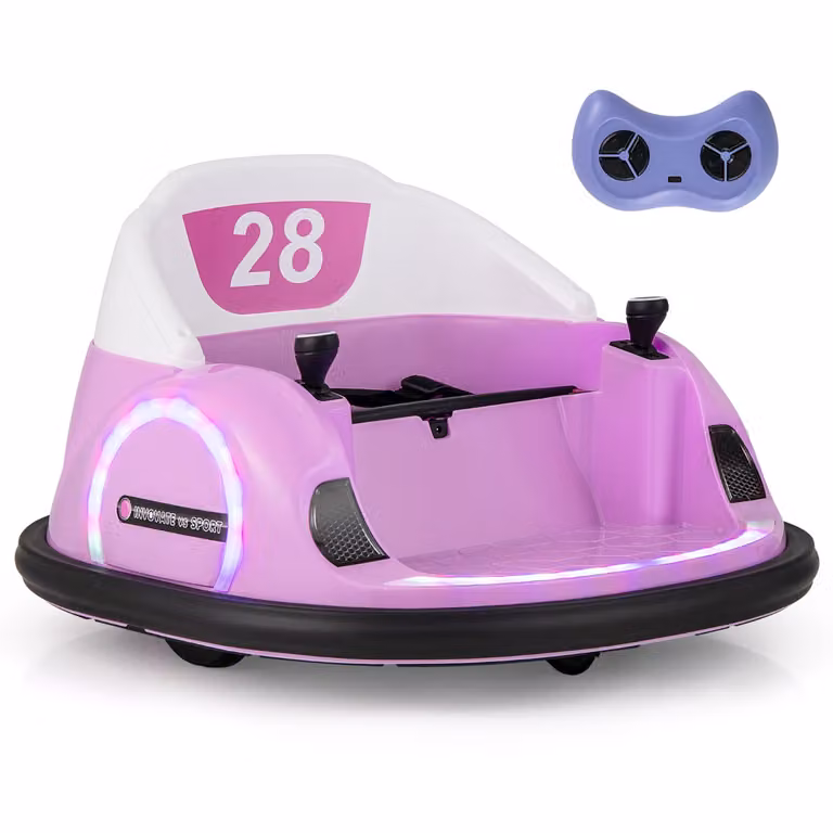 Auto Costway per bambini con luci LED, musica e suoni, rosa, per età dai 18 mesi in su